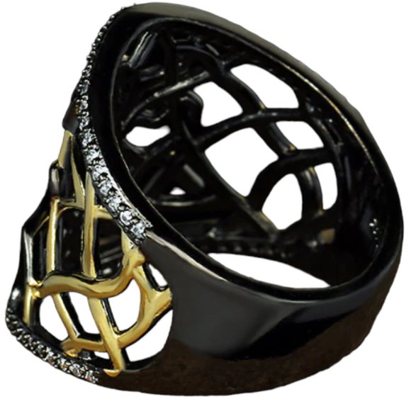 Gothic Spider Black Gold Ring 925 Silver Arachnid Statement Cocktail Siz… - Picture 4 of 5